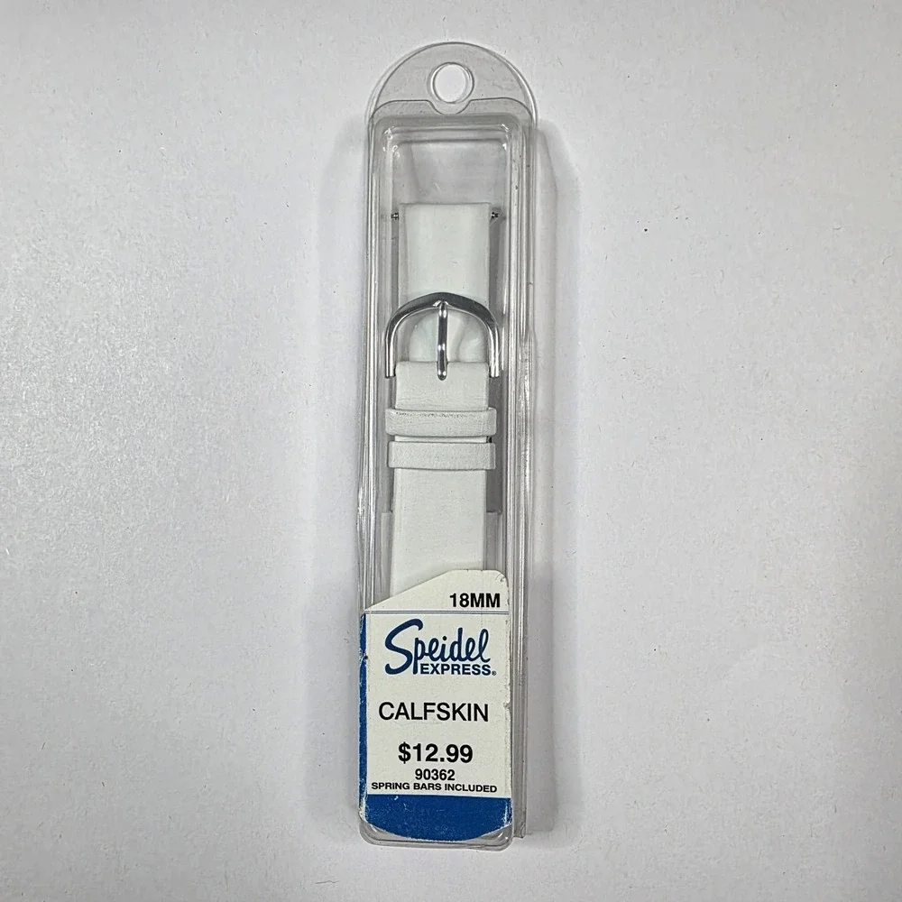 Speidel Express 18mm White Calfskin Leather Watch Band Strap w/‎ Spring Bars New